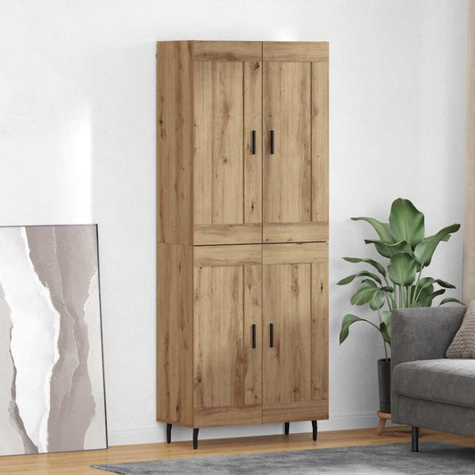 vidaXL Highboard 2 pcs Artisan Oak Σύνθετο Ξύλο και Γυαλί