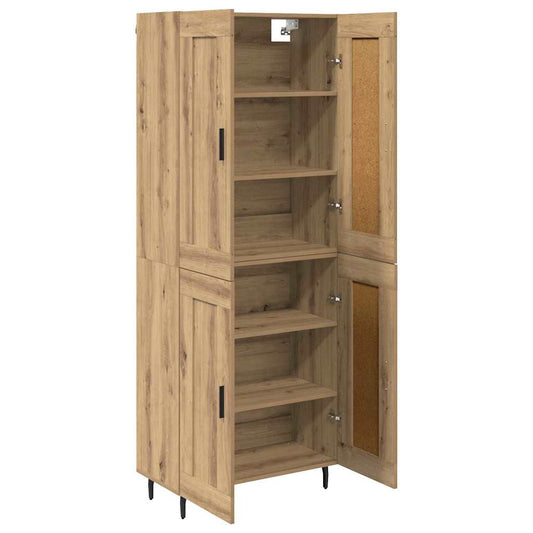 vidaXL Highboard 2 pcs Artisan Oak Σύνθετο Ξύλο και Γυαλί