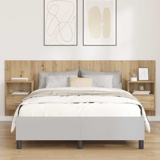 vidaXL Κεφαλή κρεβατιού με κομοδίνο με συρτάρι 3 pcs Artisan Oak