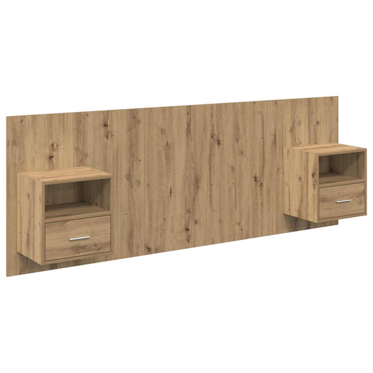 vidaXL Κεφαλή κρεβατιού με κομοδίνο με συρτάρι 3 pcs Artisan Oak