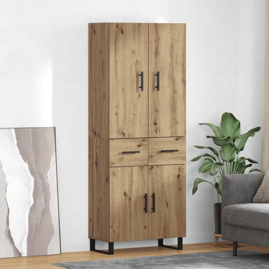 vidaXL Highboard με συρτάρι 2 pcs Artisan Oak Σύνθετο Ξύλο και Γυαλί