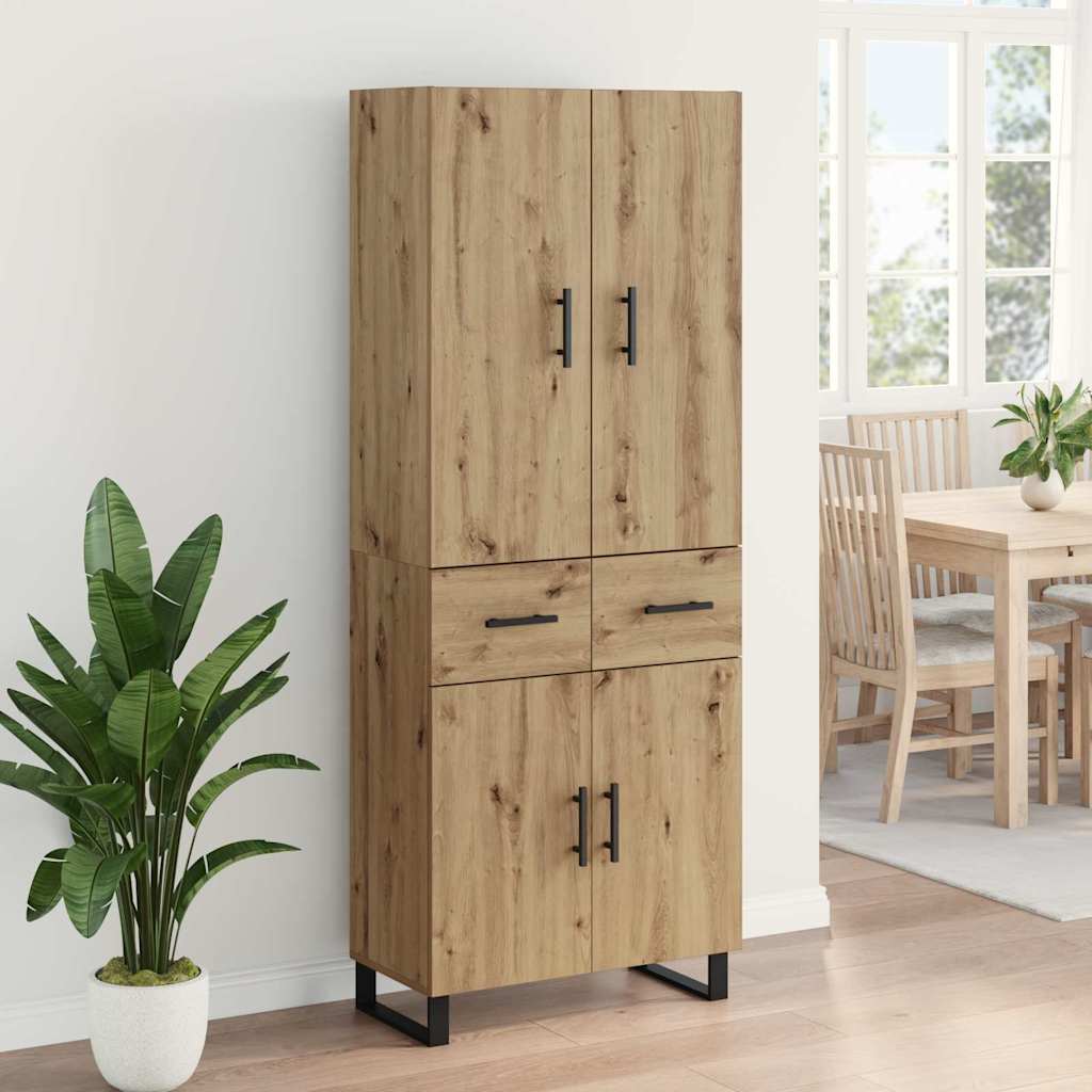 vidaXL Highboard με συρτάρι 2 pcs Artisan Oak Σύνθετο Ξύλο και Γυαλί