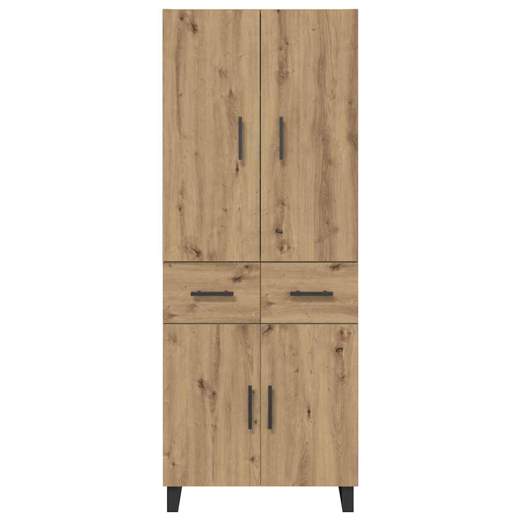vidaXL Highboard με συρτάρι 2 pcs Artisan Oak Σύνθετο Ξύλο και Γυαλί