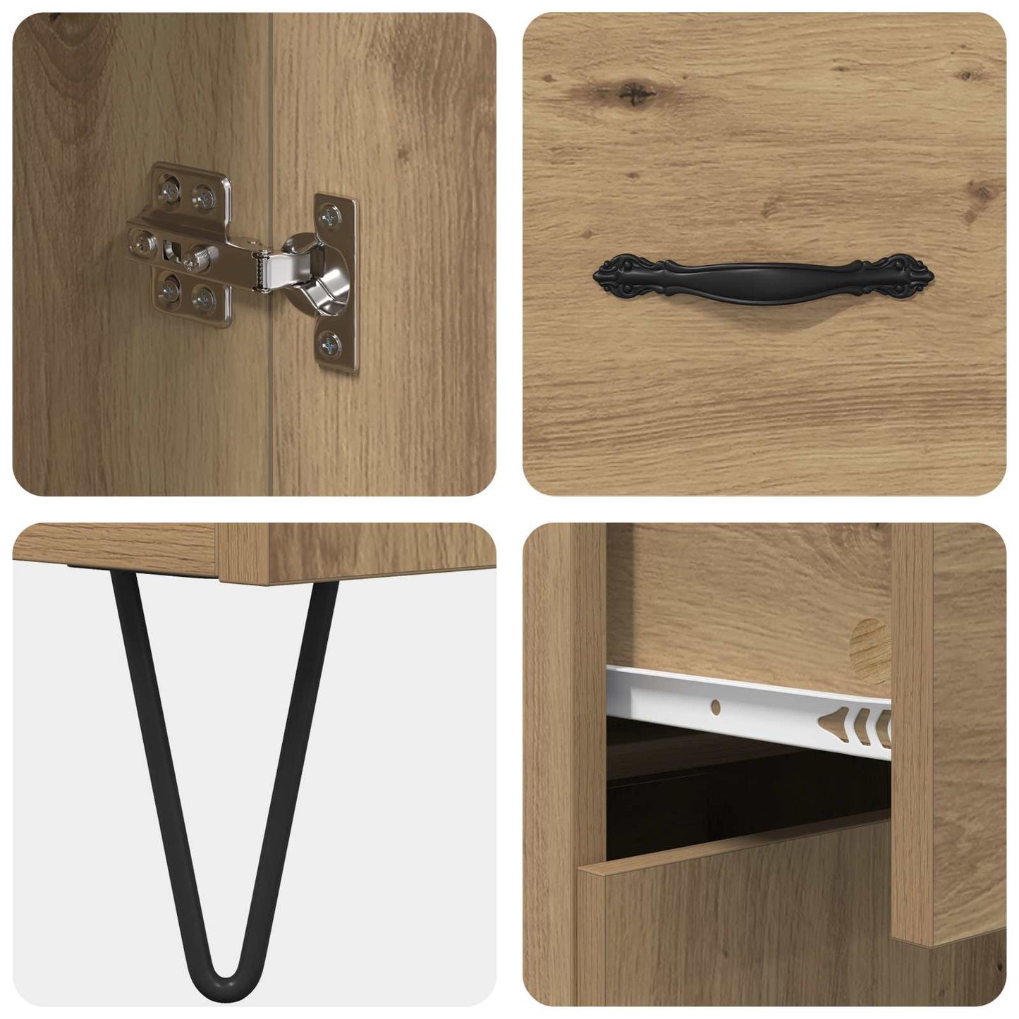 vidaXL Highboard 2 pcs Artisan Oak Μηχανική ξυλεία και γυαλί