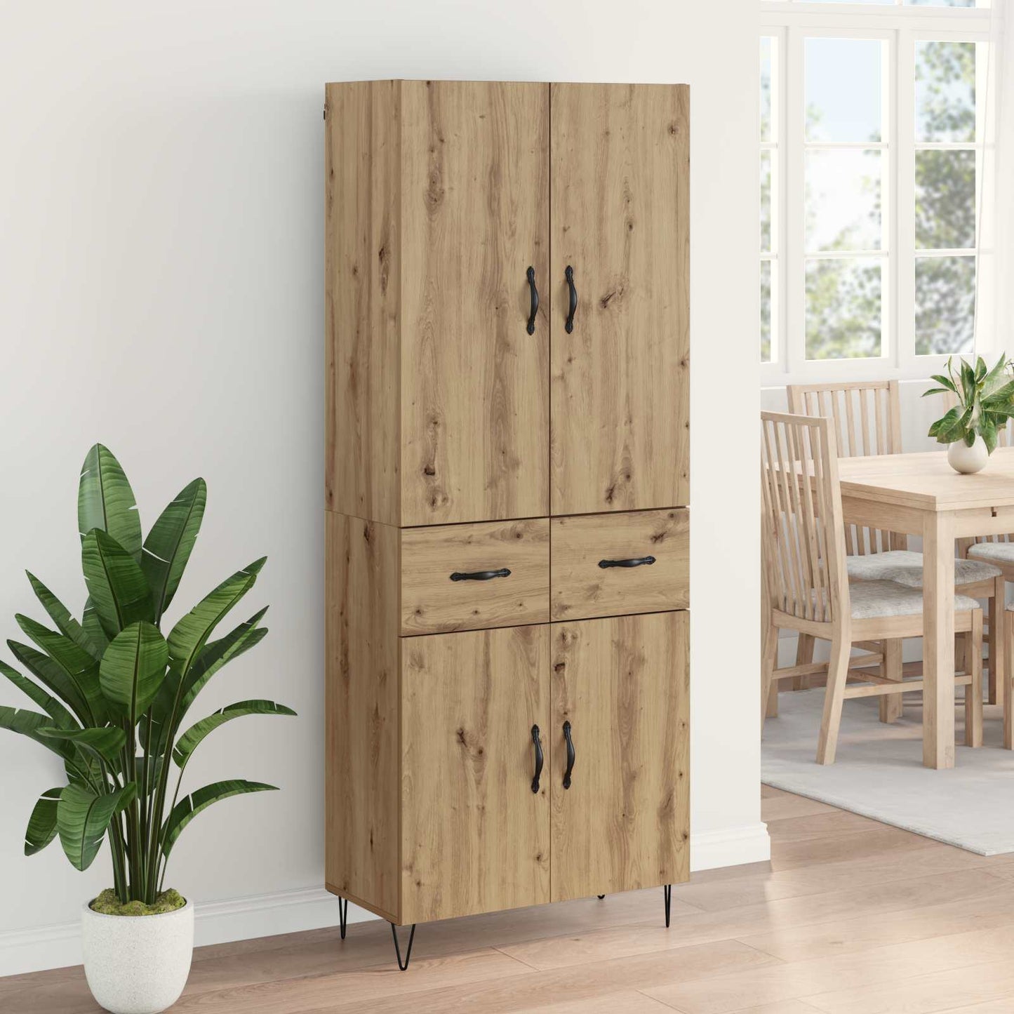 vidaXL Highboard 2 pcs Artisan Oak Μηχανική ξυλεία και γυαλί