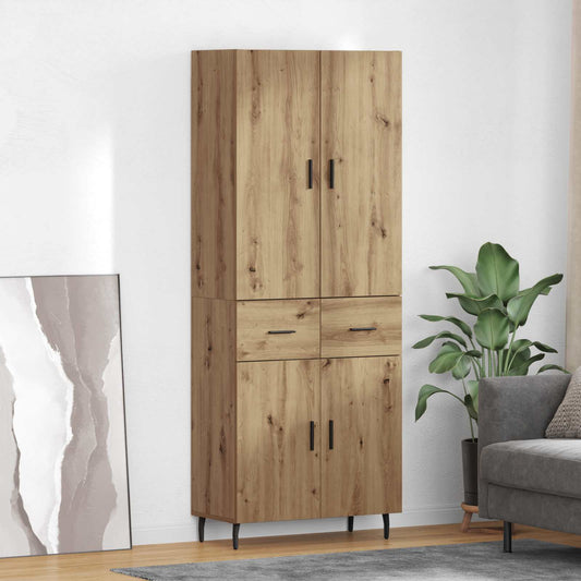 vidaXL Highboard με συρτάρι 2 pcs Artisan Oak Σύνθετο Ξύλο και Γυαλί