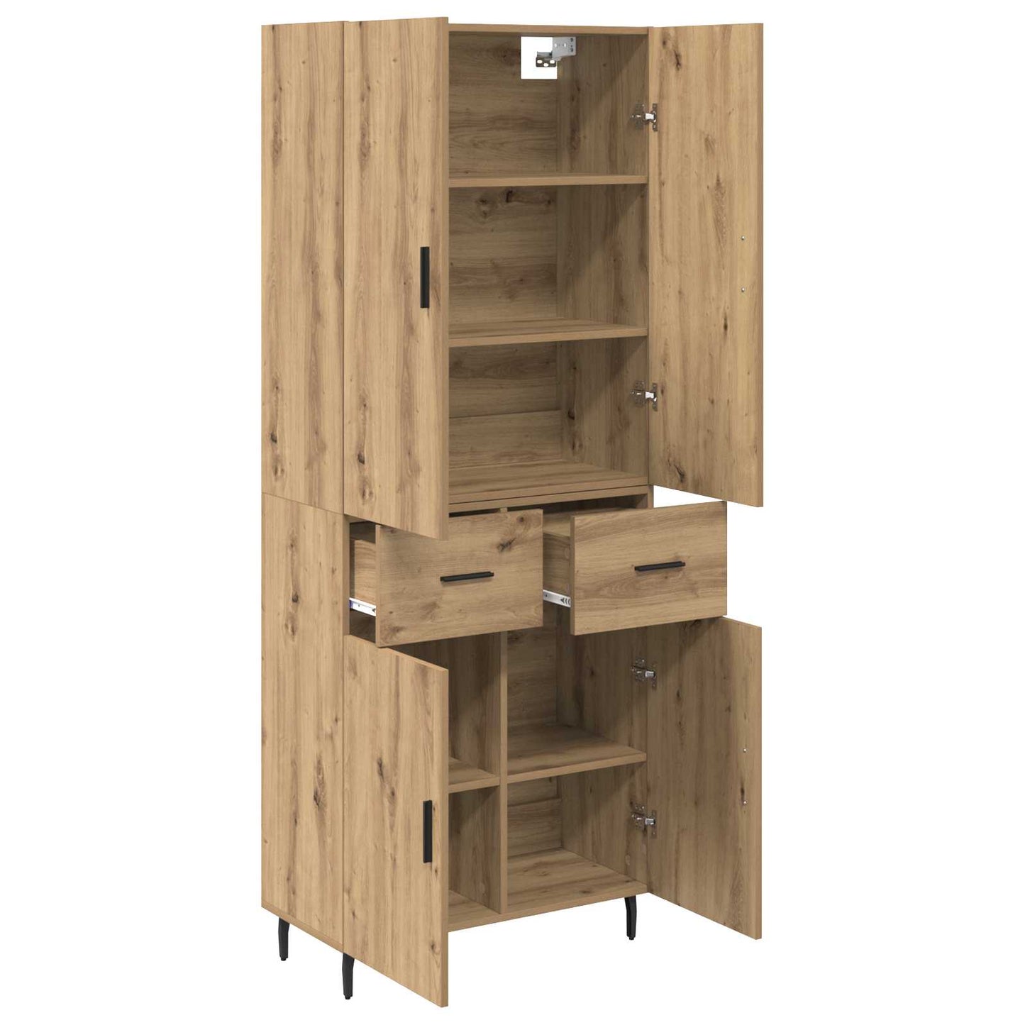 vidaXL Highboard με συρτάρι 2 pcs Artisan Oak Σύνθετο Ξύλο και Γυαλί