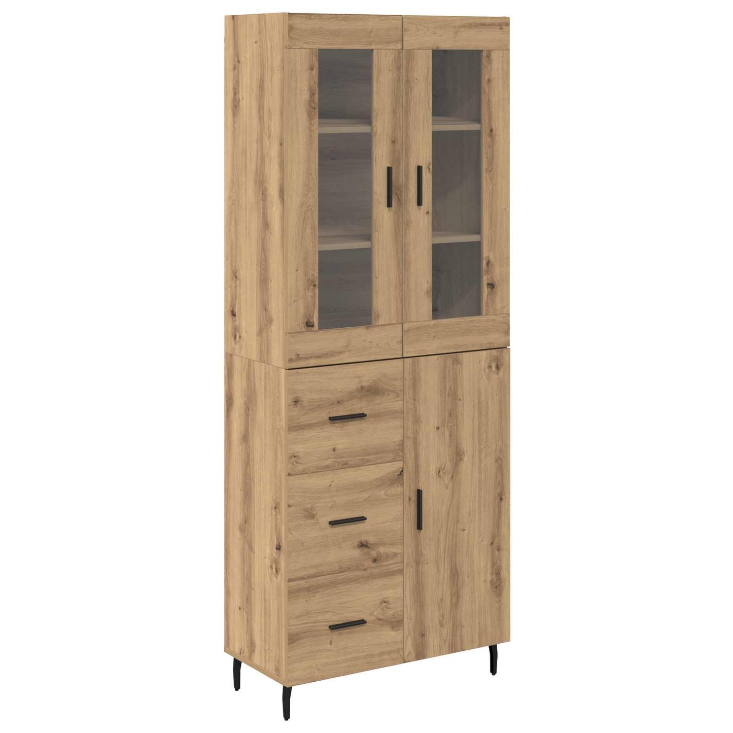 vidaXL Highboard με συρτάρι 2 pcs Artisan Oak Σύνθετο Ξύλο και Γυαλί