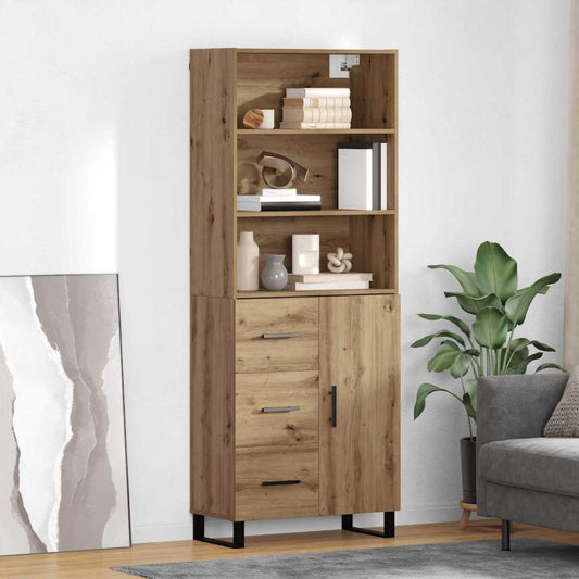 vidaXL Highboard με συρτάρι 2 pcs Artisan Oak Επεξεργασμένο ξύλο