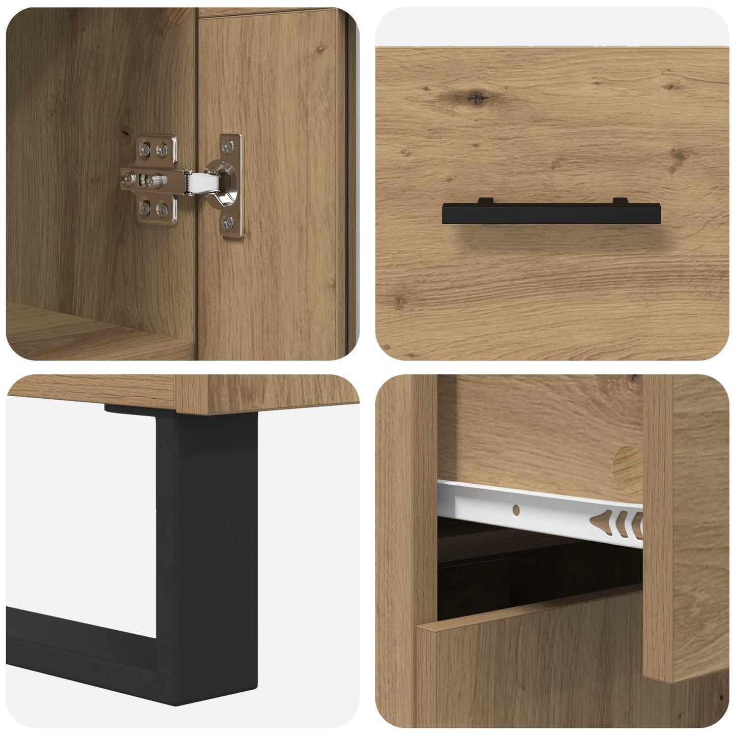vidaXL Highboard με συρτάρι 2 pcs Artisan Oak Σύνθετο Ξύλο και Γυαλί