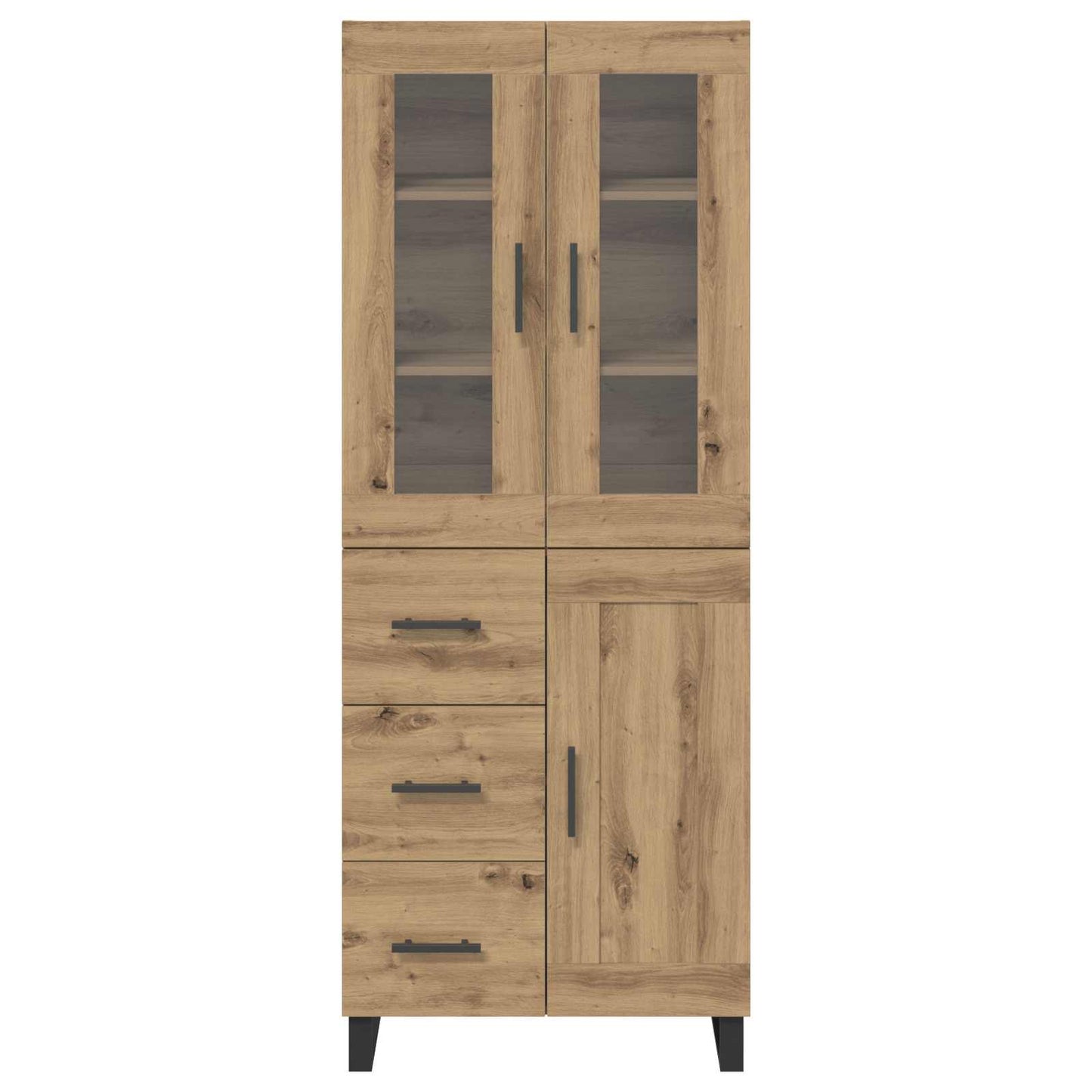 vidaXL Highboard με συρτάρι 2 pcs Artisan Oak Σύνθετο Ξύλο και Γυαλί