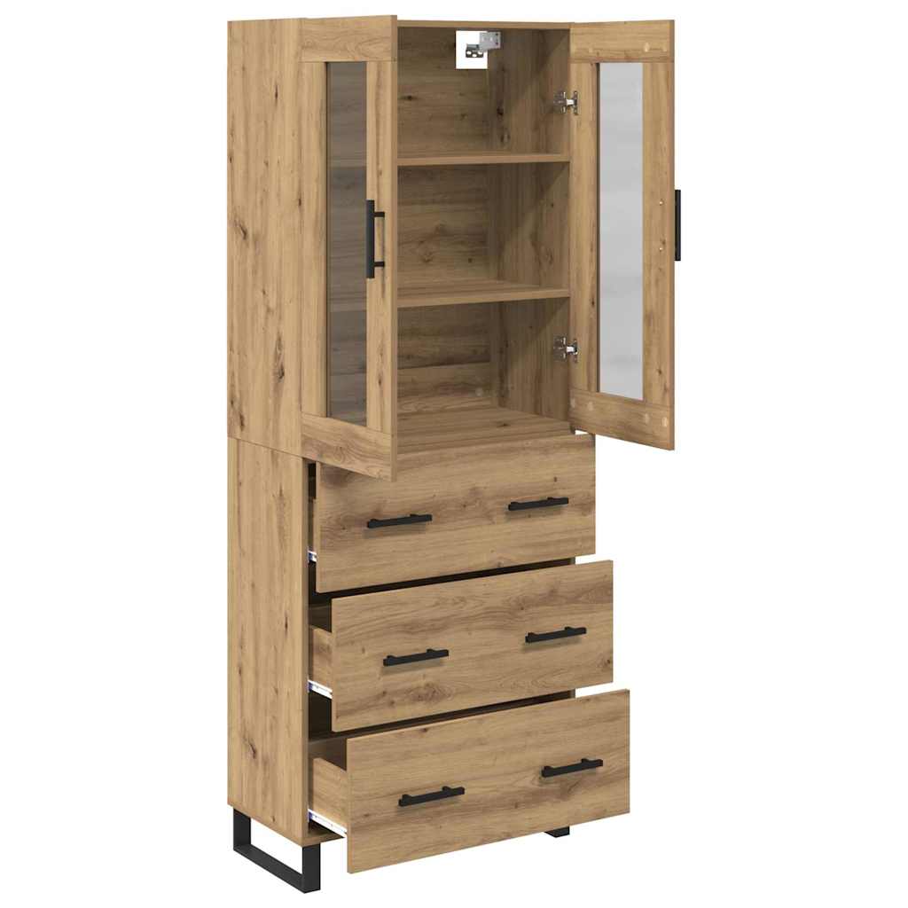 vidaXL Highboard με συρτάρι 2 pcs Artisan Oak Σύνθετο Ξύλο και Γυαλί