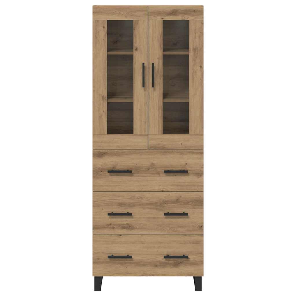 vidaXL Highboard με συρτάρι 2 pcs Artisan Oak Σύνθετο Ξύλο και Γυαλί