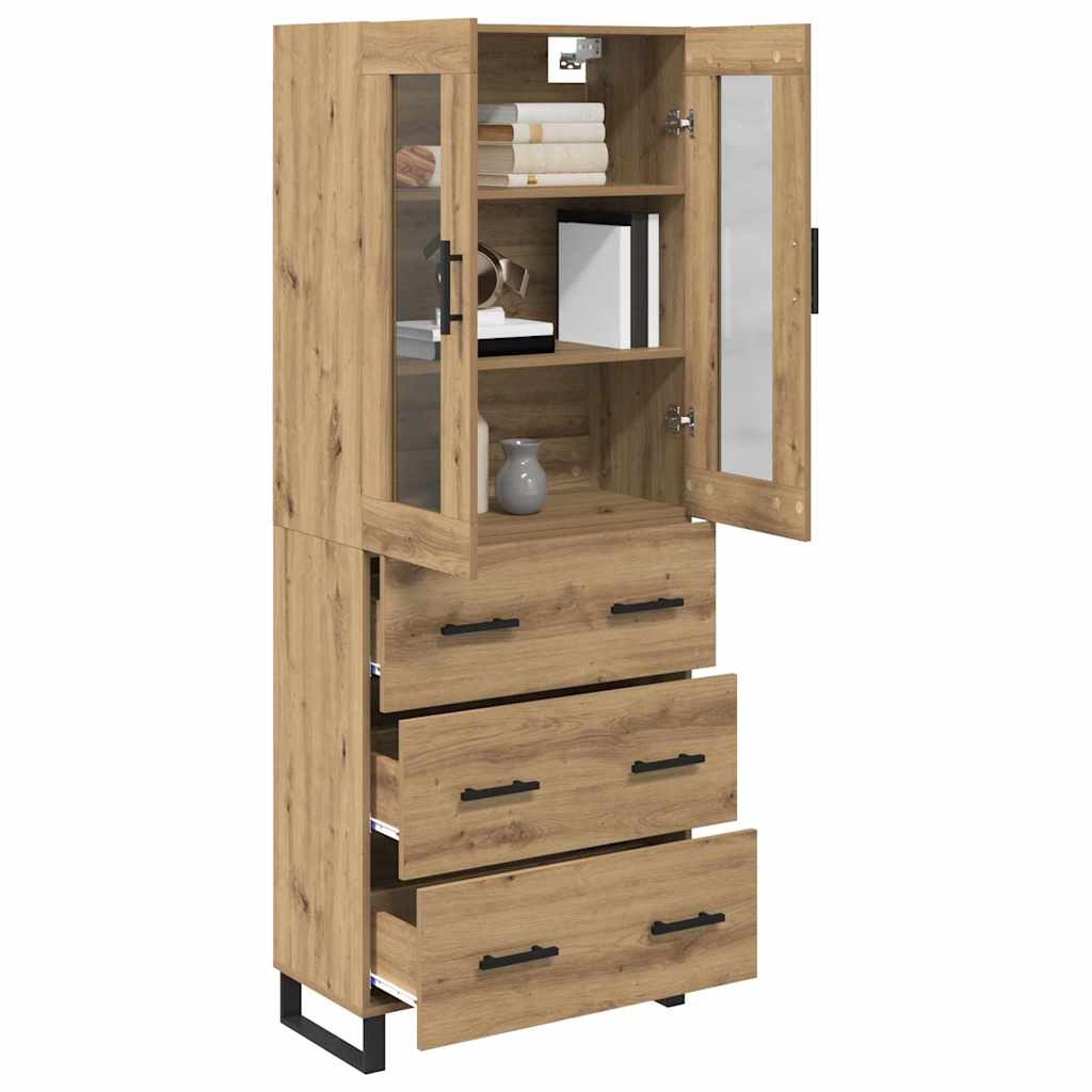vidaXL Highboard με συρτάρι 2 pcs Artisan Oak Σύνθετο Ξύλο και Γυαλί
