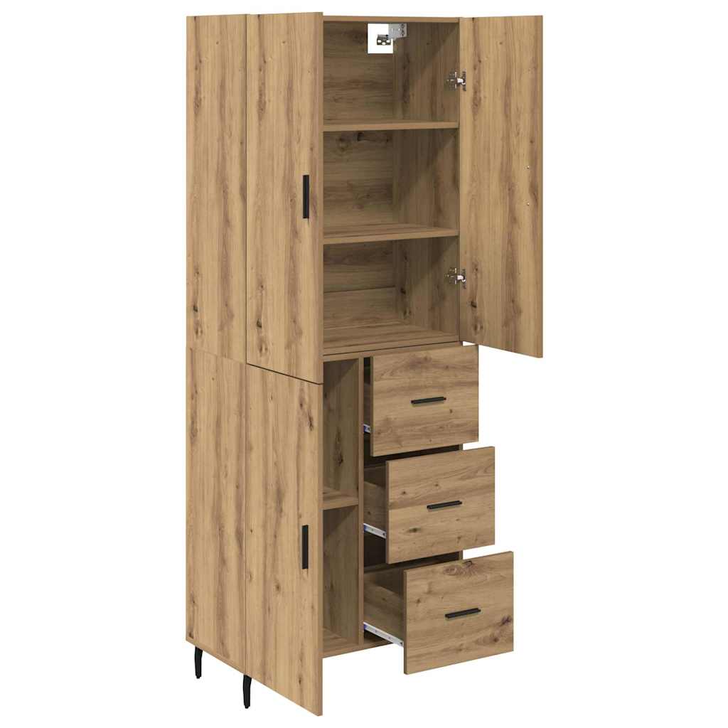 vidaXL Highboard με συρτάρι 2 pcs Artisan Oak Σύνθετο Ξύλο και Γυαλί