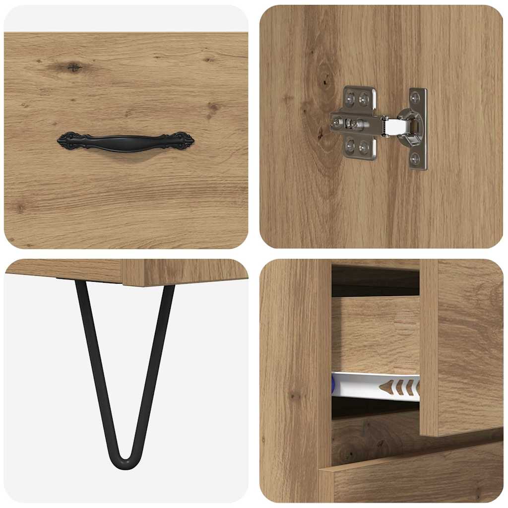 vidaXL Highboard 2 pcs Artisan Oak Μηχανική ξυλεία και γυαλί