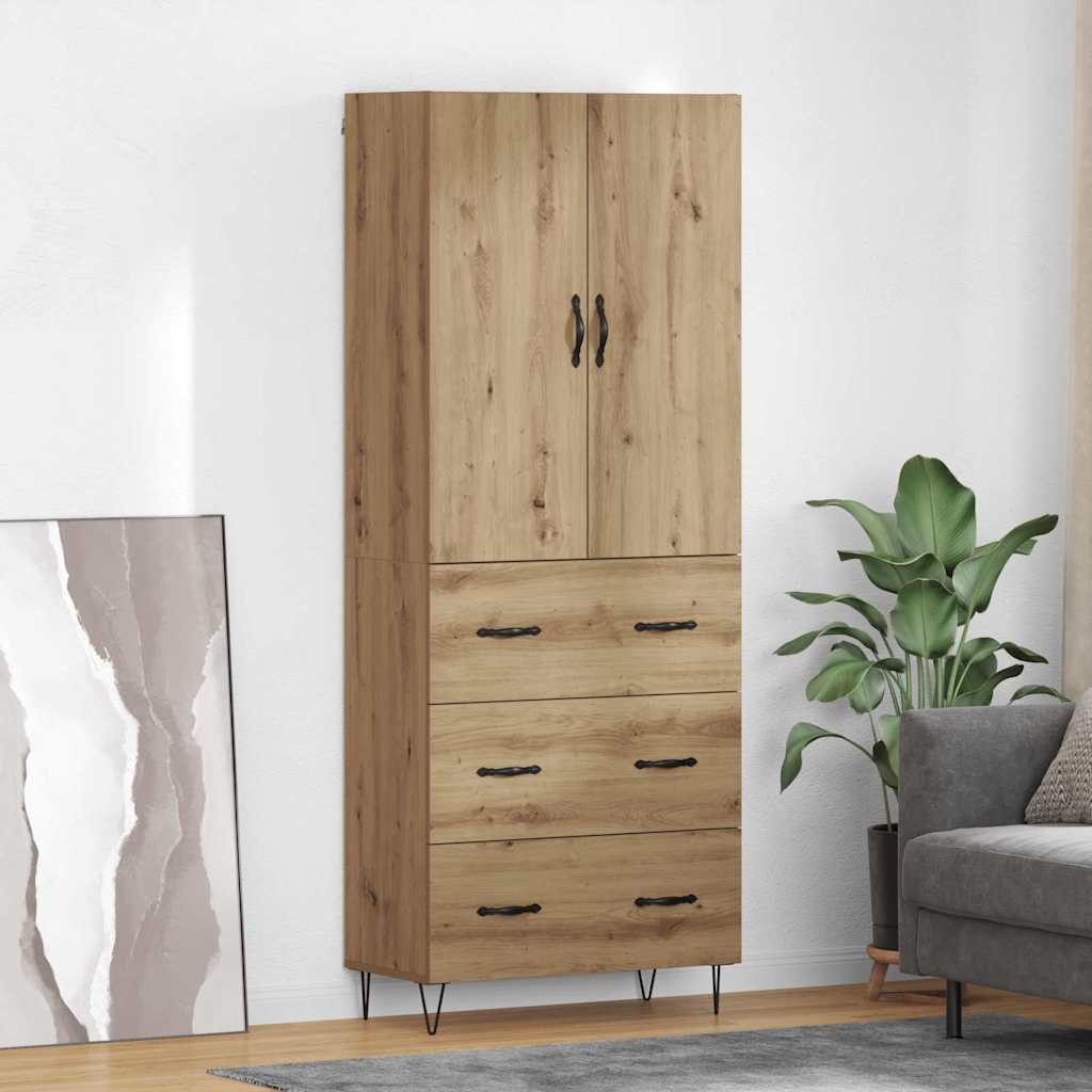 vidaXL Highboard 2 pcs Artisan Oak Μηχανική ξυλεία και γυαλί
