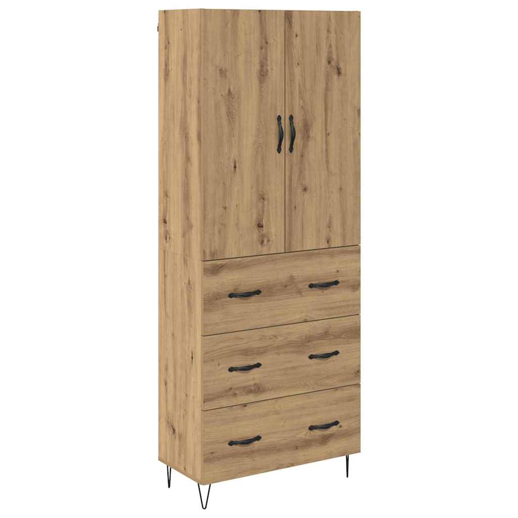 vidaXL Highboard 2 pcs Artisan Oak Μηχανική ξυλεία και γυαλί