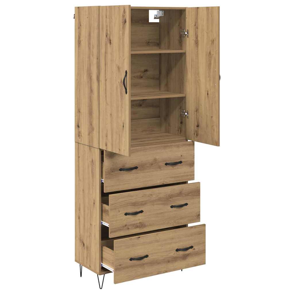 vidaXL Highboard 2 pcs Artisan Oak Μηχανική ξυλεία και γυαλί