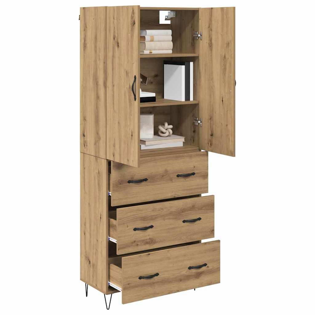 vidaXL Highboard 2 pcs Artisan Oak Μηχανική ξυλεία και γυαλί