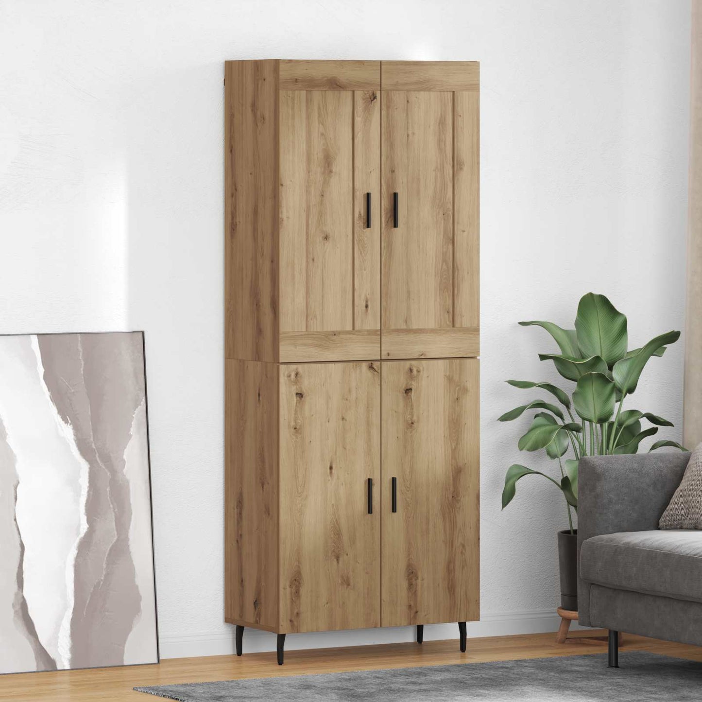 vidaXL Highboard 2 pcs Artisan Oak Σύνθετο Ξύλο και Γυαλί