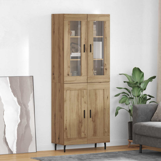 vidaXL Highboard 2 pcs Artisan Oak Σύνθετο Ξύλο και Γυαλί