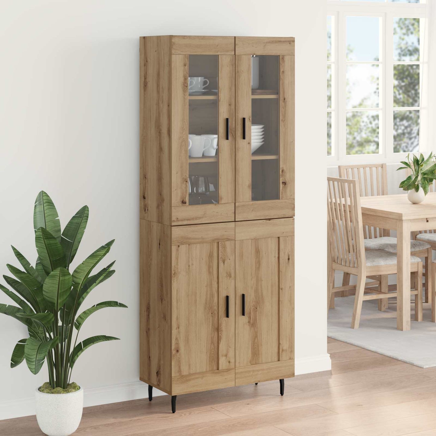 vidaXL Highboard 2 pcs Artisan Oak Σύνθετο Ξύλο και Γυαλί