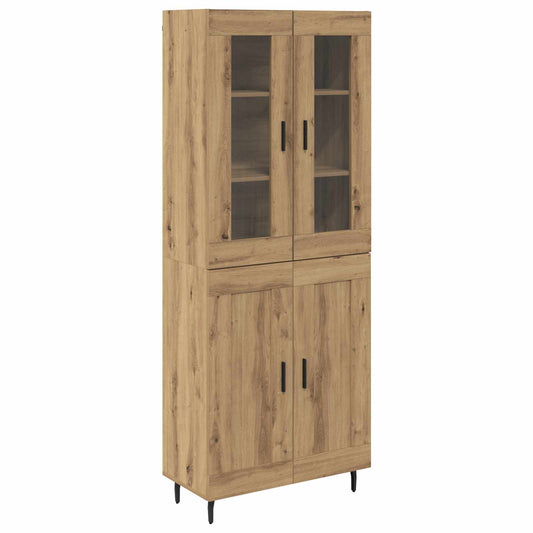 vidaXL Highboard 2 pcs Artisan Oak Σύνθετο Ξύλο και Γυαλί