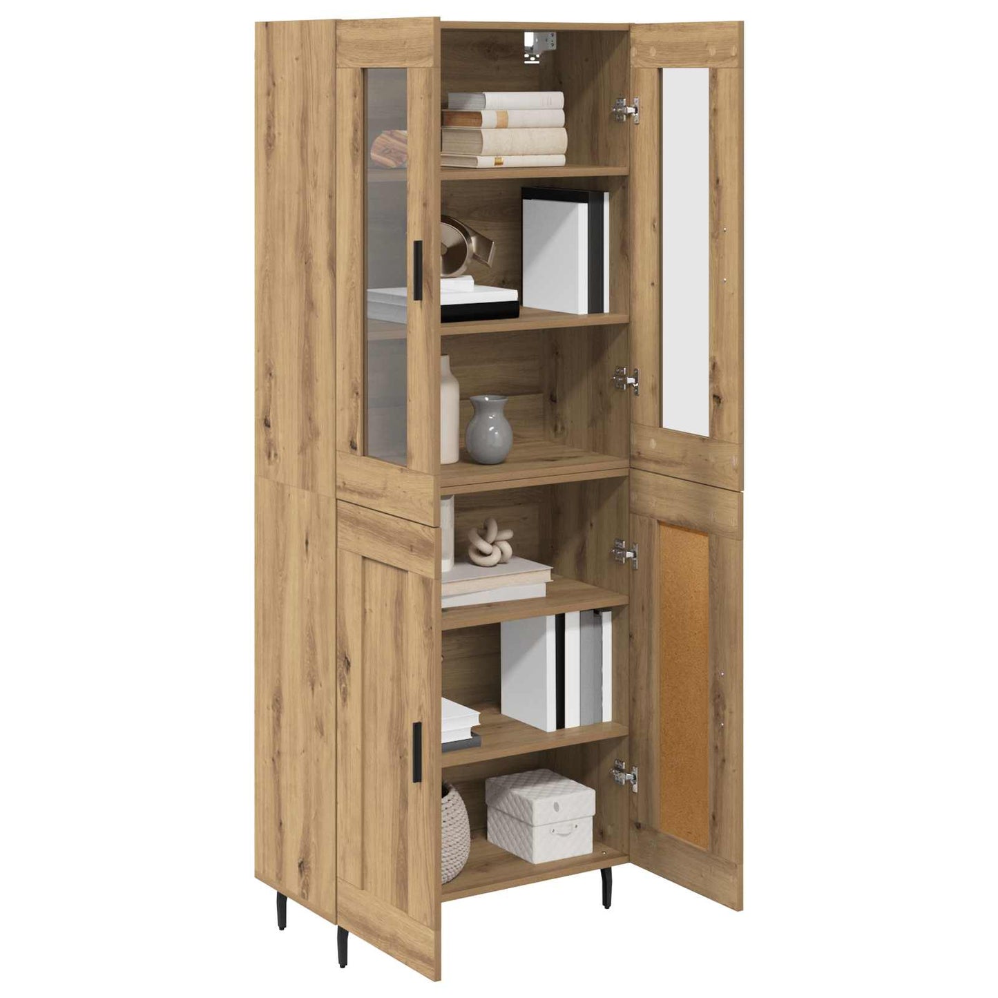 vidaXL Highboard 2 pcs Artisan Oak Σύνθετο Ξύλο και Γυαλί