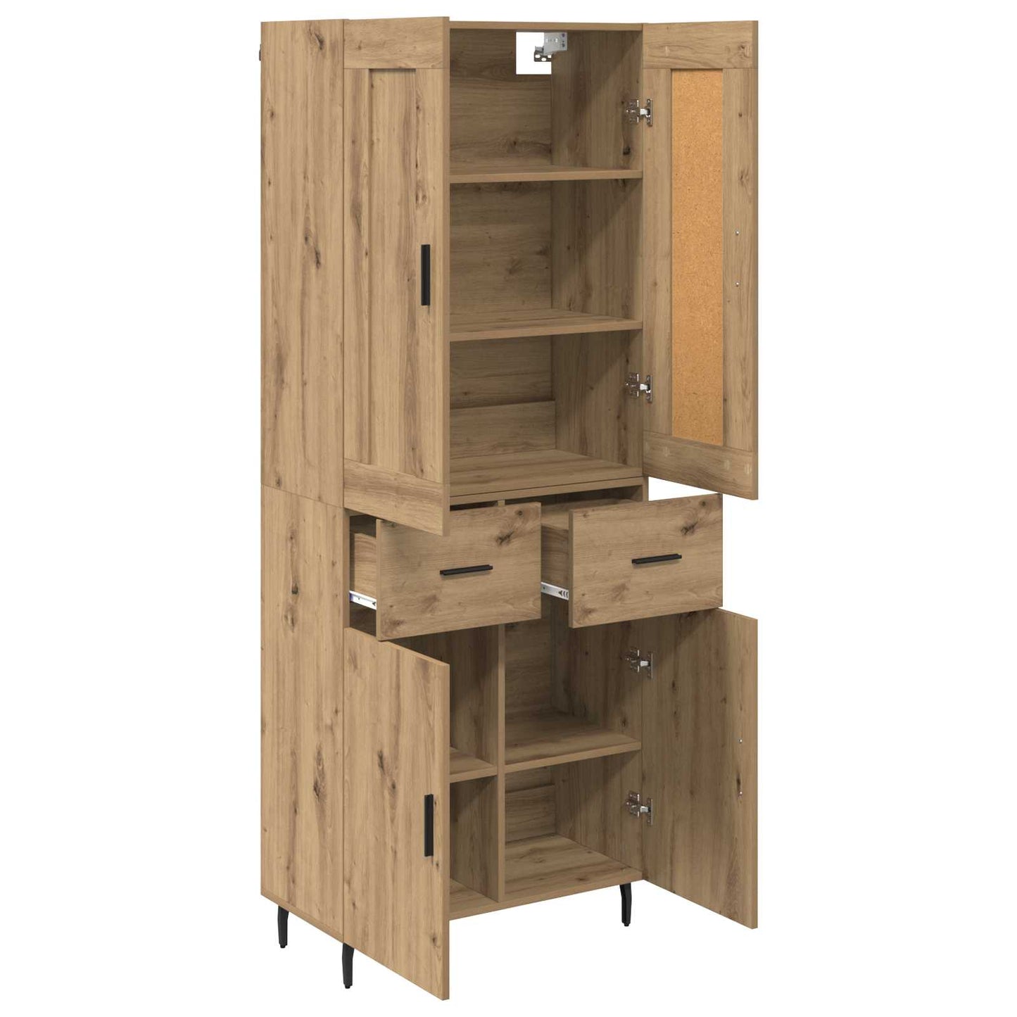 vidaXL Highboard με συρτάρι 2 pcs Artisan Oak Σύνθετο Ξύλο και Γυαλί