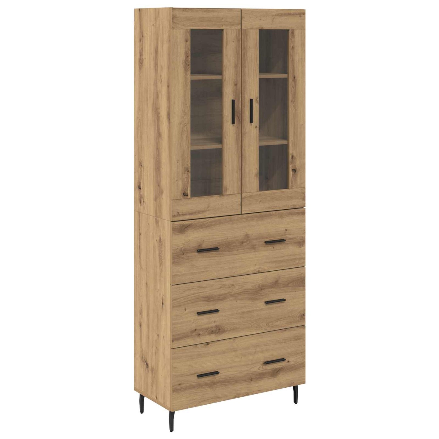 vidaXL Highboard με συρτάρι 2 pcs Artisan Oak Σύνθετο Ξύλο και Γυαλί