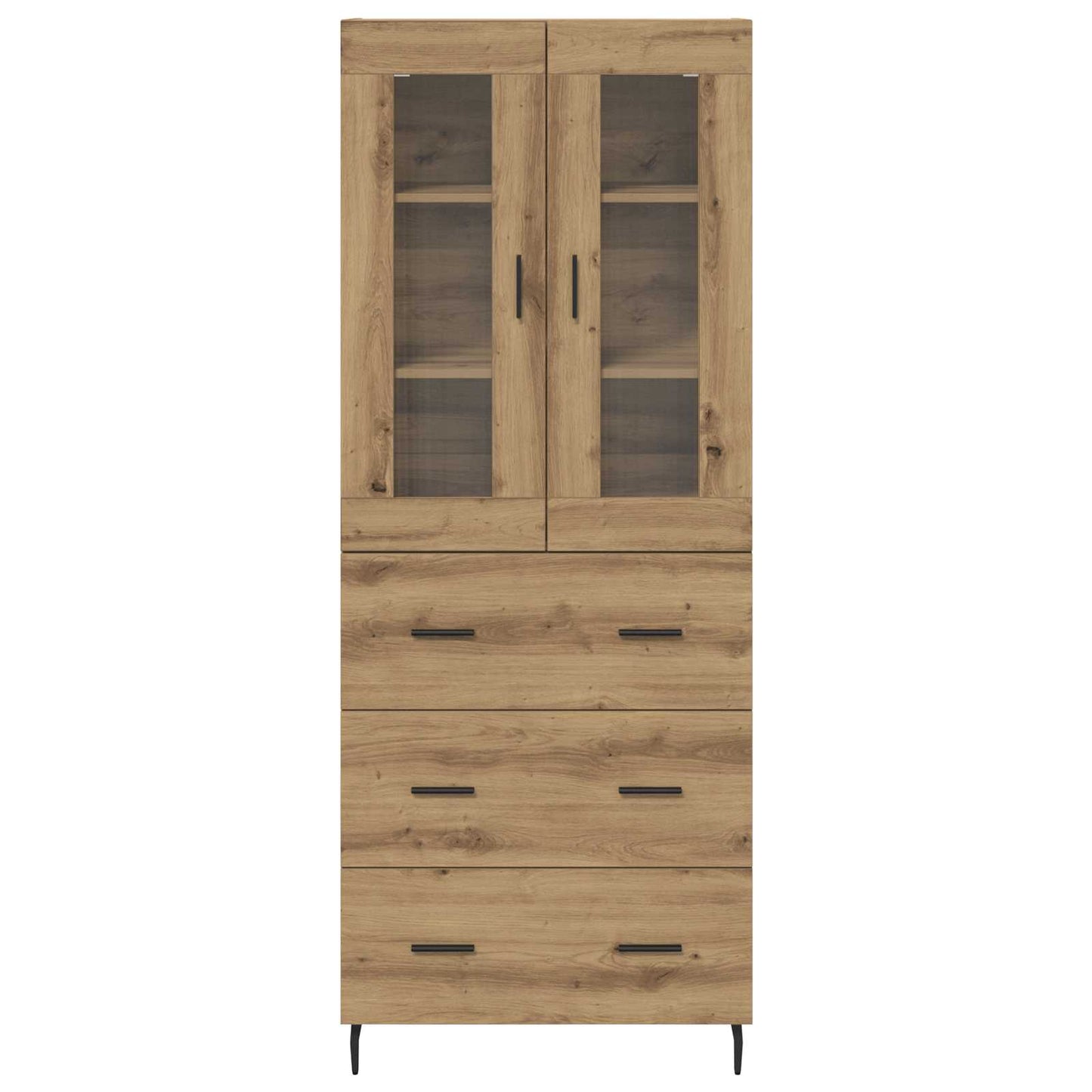 vidaXL Highboard με συρτάρι 2 pcs Artisan Oak Σύνθετο Ξύλο και Γυαλί