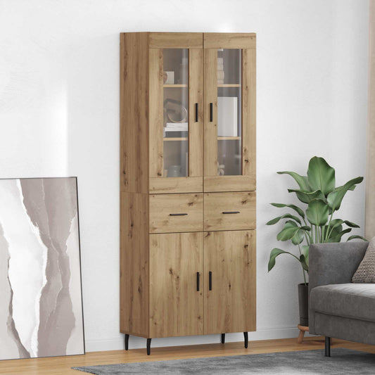 vidaXL Highboard με συρτάρι 2 pcs Artisan Oak Σύνθετο Ξύλο και Γυαλί