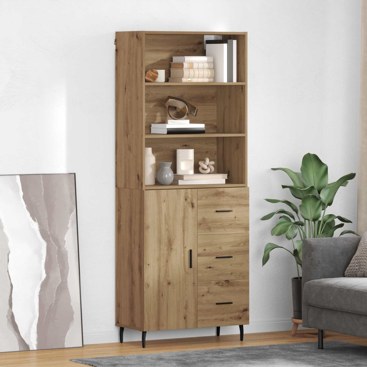vidaXL Highboard με συρτάρι Artisan Oak 69,5 x 34 x 180 εκ.