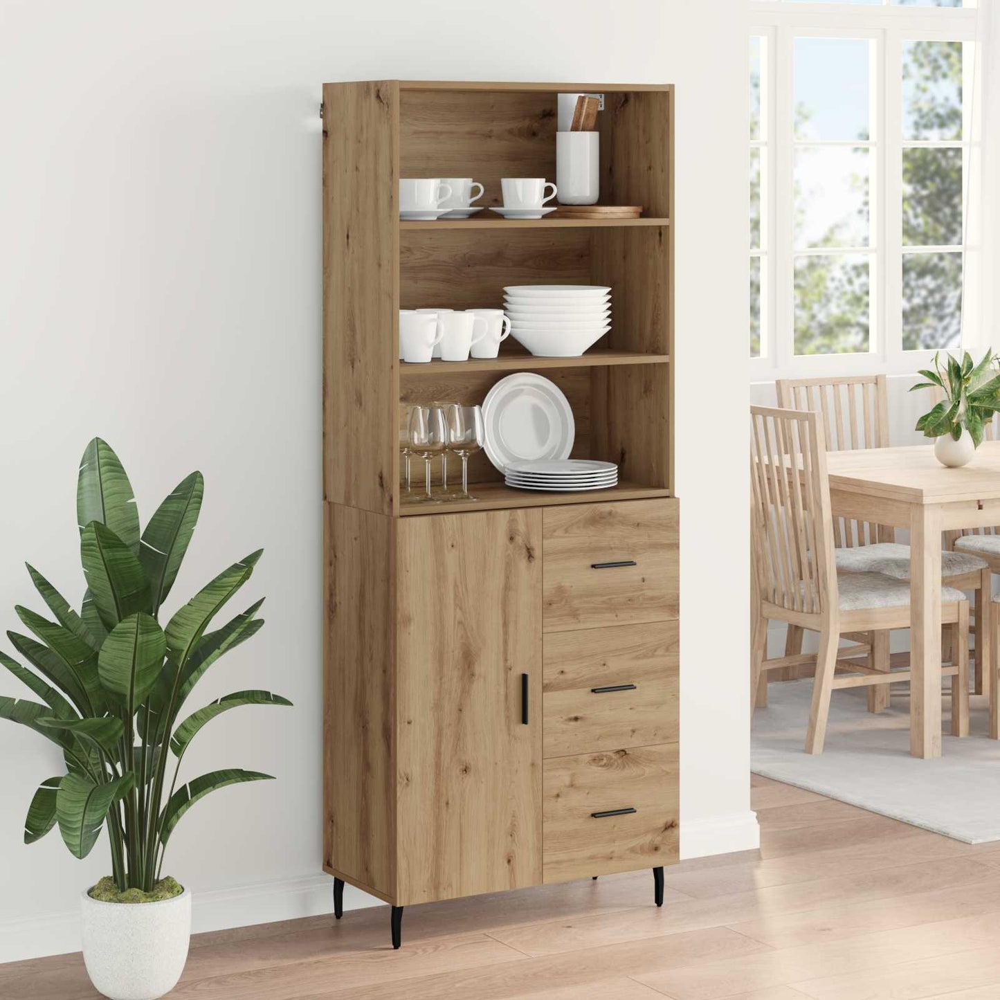 vidaXL Highboard με συρτάρι Artisan Oak 69,5 x 34 x 180 εκ.