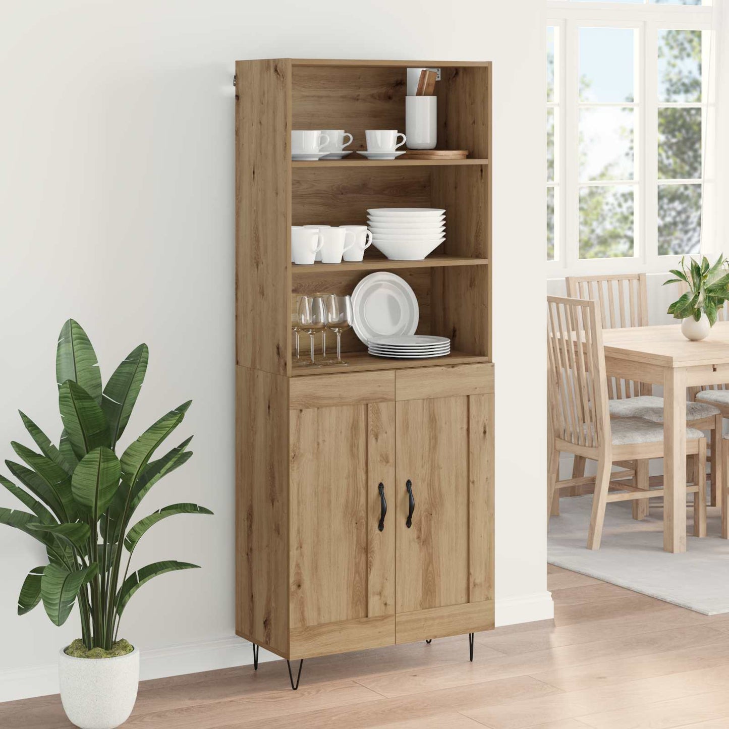 vidaXL Highboard 2 pcs Artisan Oak Επεξεργασμένο ξύλο