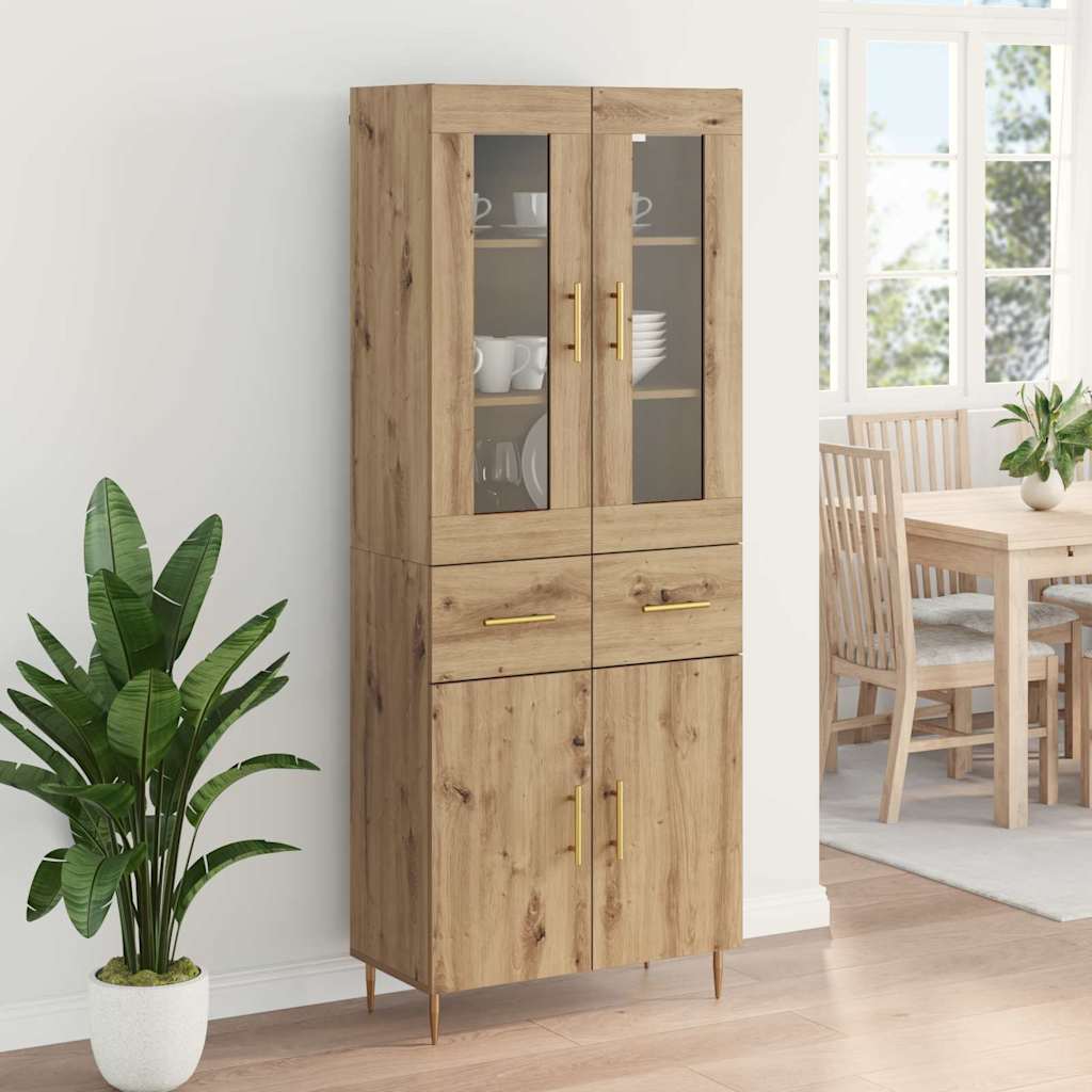 vidaXL Highboard με συρτάρι 2 pcs Artisan Oak Επεξεργασμένο ξύλο