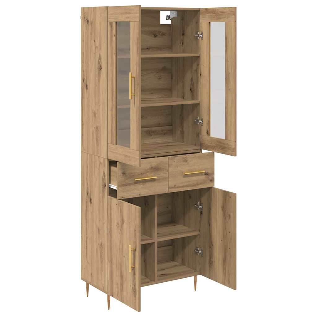 vidaXL Highboard με συρτάρι 2 pcs Artisan Oak Επεξεργασμένο ξύλο