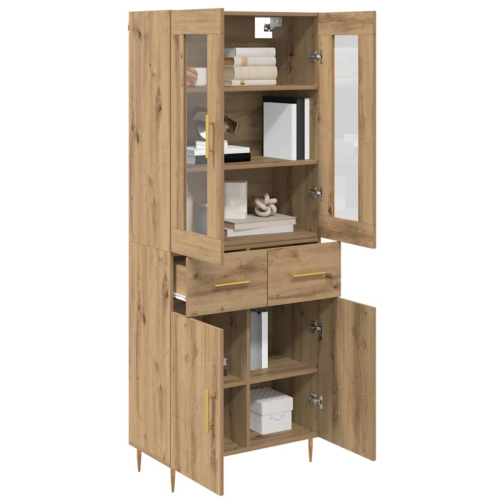 vidaXL Highboard με συρτάρι 2 pcs Artisan Oak Επεξεργασμένο ξύλο