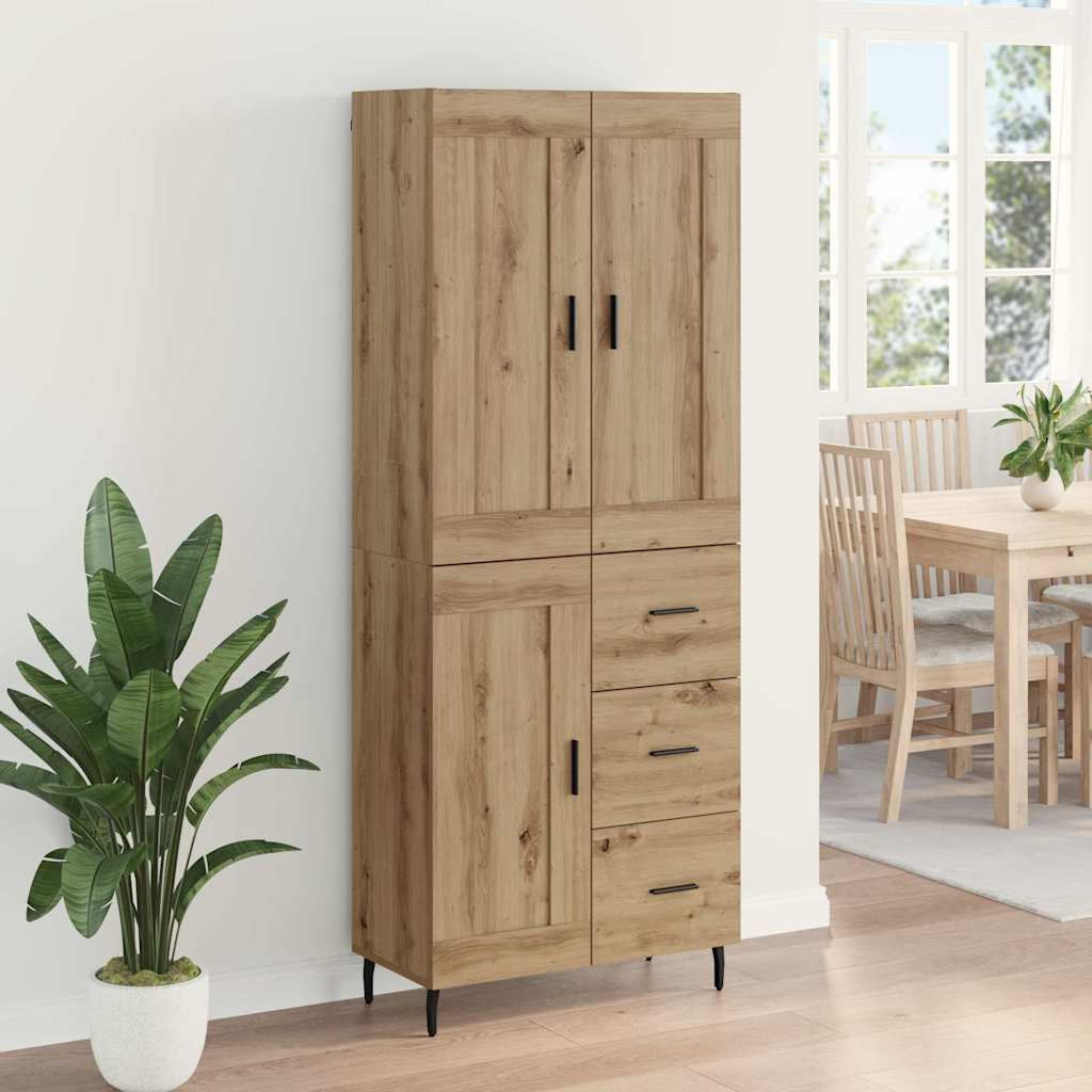 vidaXL Highboard με συρτάρι 2 pcs Artisan Oak Σύνθετο Ξύλο και Γυαλί