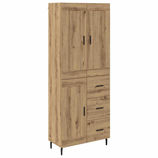 vidaXL Highboard με συρτάρι 2 pcs Artisan Oak Σύνθετο Ξύλο και Γυαλί