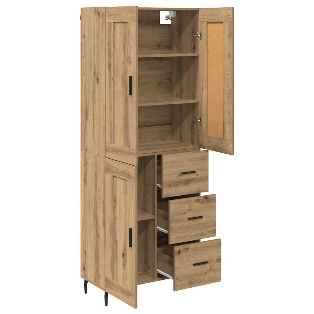 vidaXL Highboard με συρτάρι 2 pcs Artisan Oak Σύνθετο Ξύλο και Γυαλί