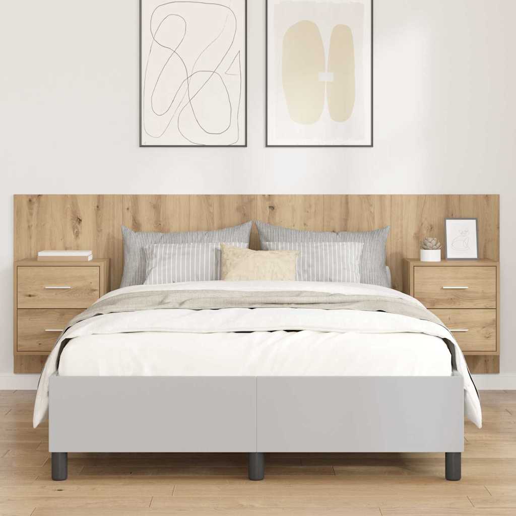 vidaXL Κεφαλή κρεβατιού με κομοδίνο με συρτάρι 3 pcs Artisan Oak