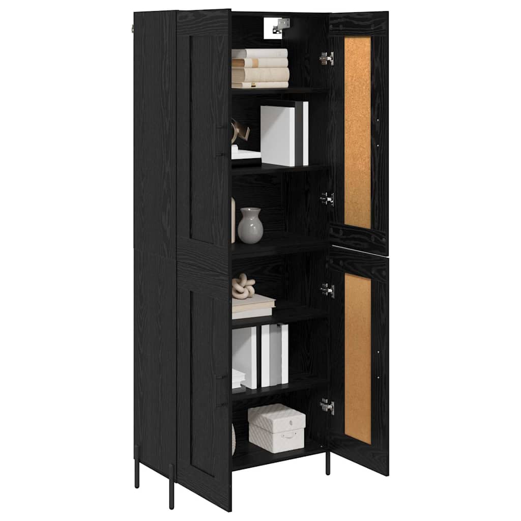 vidaXL Highboard 2 pcs Μαύρη Οξυά Επεξεργασμένο ξύλο