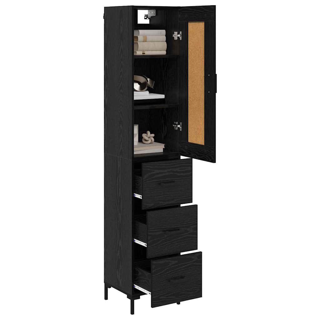 vidaXL Highboard Μαύρη Οξυά 34,5 x 34 x 180 εκ. Επεξεργασμένο ξύλο