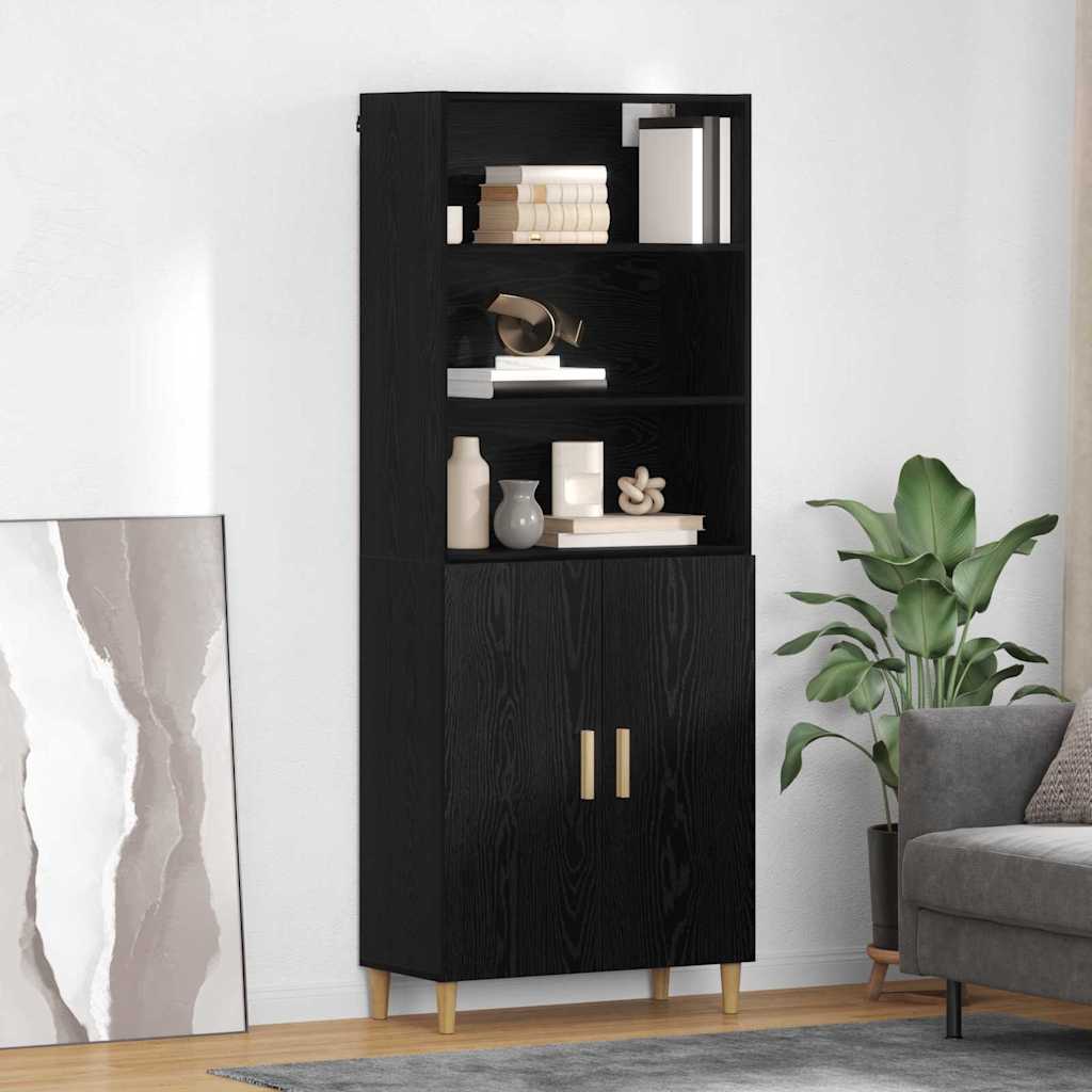 vidaXL Highboard Μαύρη Οξυά 69,5 x 34 x 180 εκ. Επεξεργασμένο ξύλο