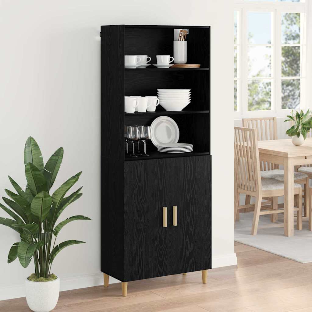 vidaXL Highboard Μαύρη Οξυά 69,5 x 34 x 180 εκ. Επεξεργασμένο ξύλο