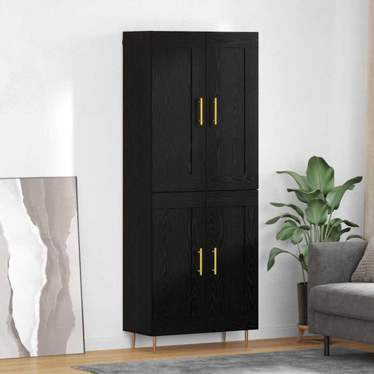 Highboard Μαύρη Οξυά 69,5 x 34 x 180 εκ. Επεξεργασμένο ξύλο