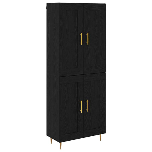 vidaXL Highboard Μαύρη Οξυά 69,5 x 34 x 180 εκ. Επεξεργασμένο Ξύλο