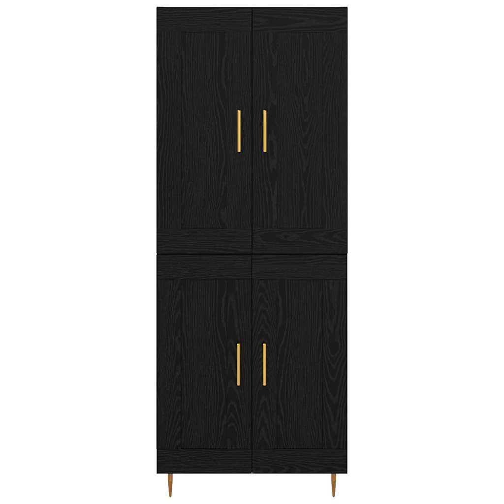 Highboard Μαύρη Οξυά 69,5 x 34 x 180 εκ. Επεξεργασμένο ξύλο